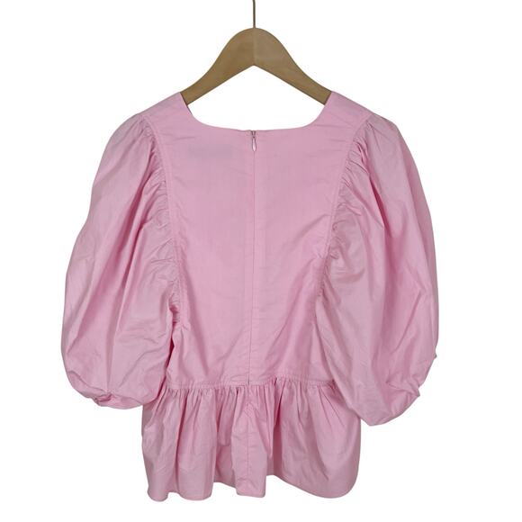 Hunter Bell Landry Puff Sleeve Peplum Top in Light Pink Size XS - Picture 5 of 9
